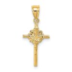 14K 2-D Starburst Crucifix Charm