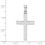 14K White Gold Polished Beveled Cross Charm - Image 3