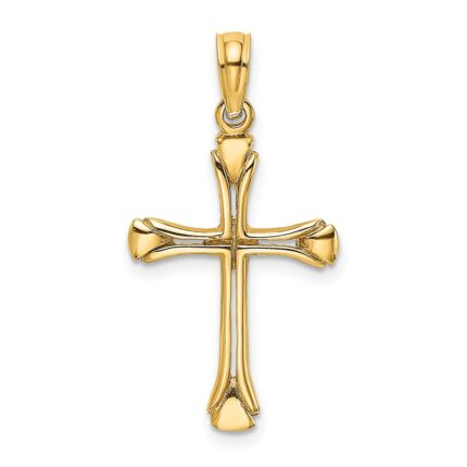 14K Polished Beveled Cut-out Cross Pendant