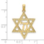 14K Textured Star of David with Chai Center Charm - Image 3