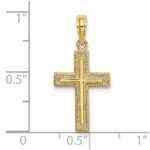 14K Cross with Textured Border Design Charm - Image 3