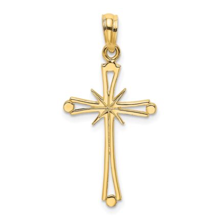 14K Polished with -X- Center Cross Charm
