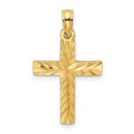 14K Diamond-cut Block Cross  Charm