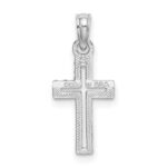 14K White Gold Cut-out Diamond-cut Cross Charm - Image 4