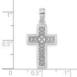 14K White Gold Textured Lace Center Cross Charm - Image 4