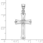 14K White Gold Cross with Starburst Center Charm - Image 3