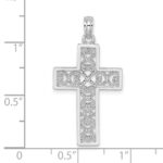 14K White Gold Polished Square Cross with Heart Design Charm - Image 4