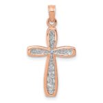 14K Rose Gold and White Rhodium Cross with Filigree Center Charm
