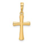 10K Polished Beveled Cross w/ Round Tips Charm