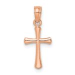 14K Rose Gold Polished Beveled Cross with Round Tips Charm