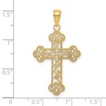 14K Textured and Beaded Edge Cross Charm - Image 3