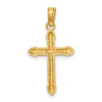 14K Polished Scroll Design Cross Charm - Image 4