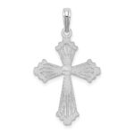 14K White Gold Cut-Out Stripes Cross with Heart Charm - Image 4