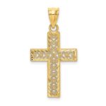 14K Diamond-cut Edge and Filigree Center Cross Charm