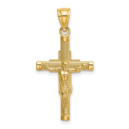 14K Beaded Accent Crucifix Charm