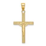 14K Polished and Textured Crucifix Charm - Image 4