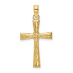 14K Diamond-cut and Textured Cross Charm