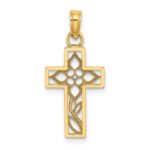 14K Cut-out Flower In Cross Charm