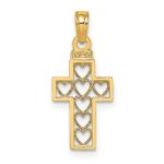 14K Cut-Out Heart Design Cross Charm