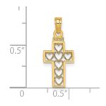 14K Cut-Out Heart Design Cross Charm - Image 3