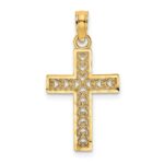 14K Diamond-cut Edge and Filigree Center Cross Charm