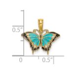 14K Small Enameled Blue Butterfly Charm - Image 3
