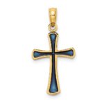 14K Blue Enameled Tapered Cross Charm - Image 4