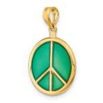 14K 3-D Green Enameled Peace Symbol Charm - Image 5