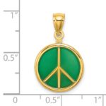 14K 3-D Green Enameled Peace Symbol Charm - Image 3