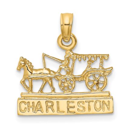 14K CHARLESTON Horse and Cart Charm