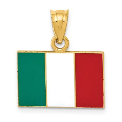 14k Solid Enameled Italy Flag Pendant