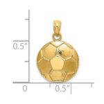 14K 2-D Domed Flat Back Engravable Soccer Ball Charm - Image 3