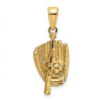 14K 3-D Polished Baseball Glove/Bat/Ball Charm