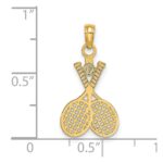 14K Double Tennis Racquet with Ball Charm - Image 3