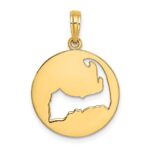 14K Polished Cut-Out CAPE COD Map Charm