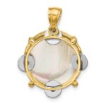 14K Two-tone 3-D Tambourine with Moveable Jingles Mother of Pearl Charm - Image 4