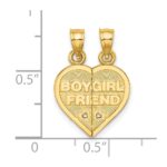 14K BOY/GIRL FRIEND 2-Piece Break-apart Heart Charm - Image 3