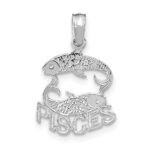 14k White Gold PISCES Zodiac Charm