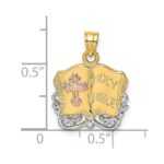 14K Two-tone and White Rhodium Open Holy Bible with Cross Charm - Image 3