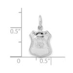 14k White Gold POLICE Badge Charm - Image 4