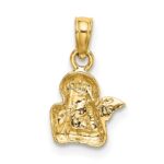 14K Angel Resting On Elbow with White Rhodium Wing Charm - Image 4