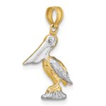 14K with White Rhodium 3-D Small Standing Pelican Charm - Image 5