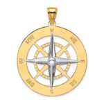 14k Two-tone Large Nautical Compass with White Needle Charm