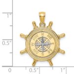 14K Two-tone Ships Wheel with Nautical Compass Charm - Image 3
