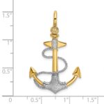 14K Two-tone 3-D Textured Anchor with Rope and Shackle Bail Charm - Image 3
