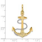 14K Two-tone 3-D Anchor with Rope and Shackle Bail Charm - Image 3