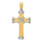 14K Two-tone Polished -X- Center Cross Charm