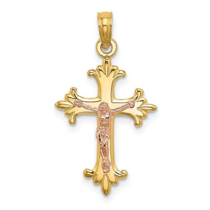14K Two-Tone Crucifix Charm