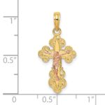 14K Two-Tone Crucifix with Scallop Trim Charm - Image 3