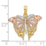 14k Two-Tone and White Rhodium Diamond-cut Butterfly Charm - Image 3